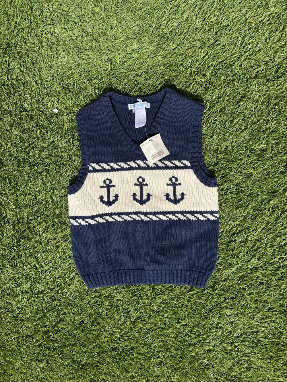 Janie and Jack Navy Anchor Knit Vest - Kids